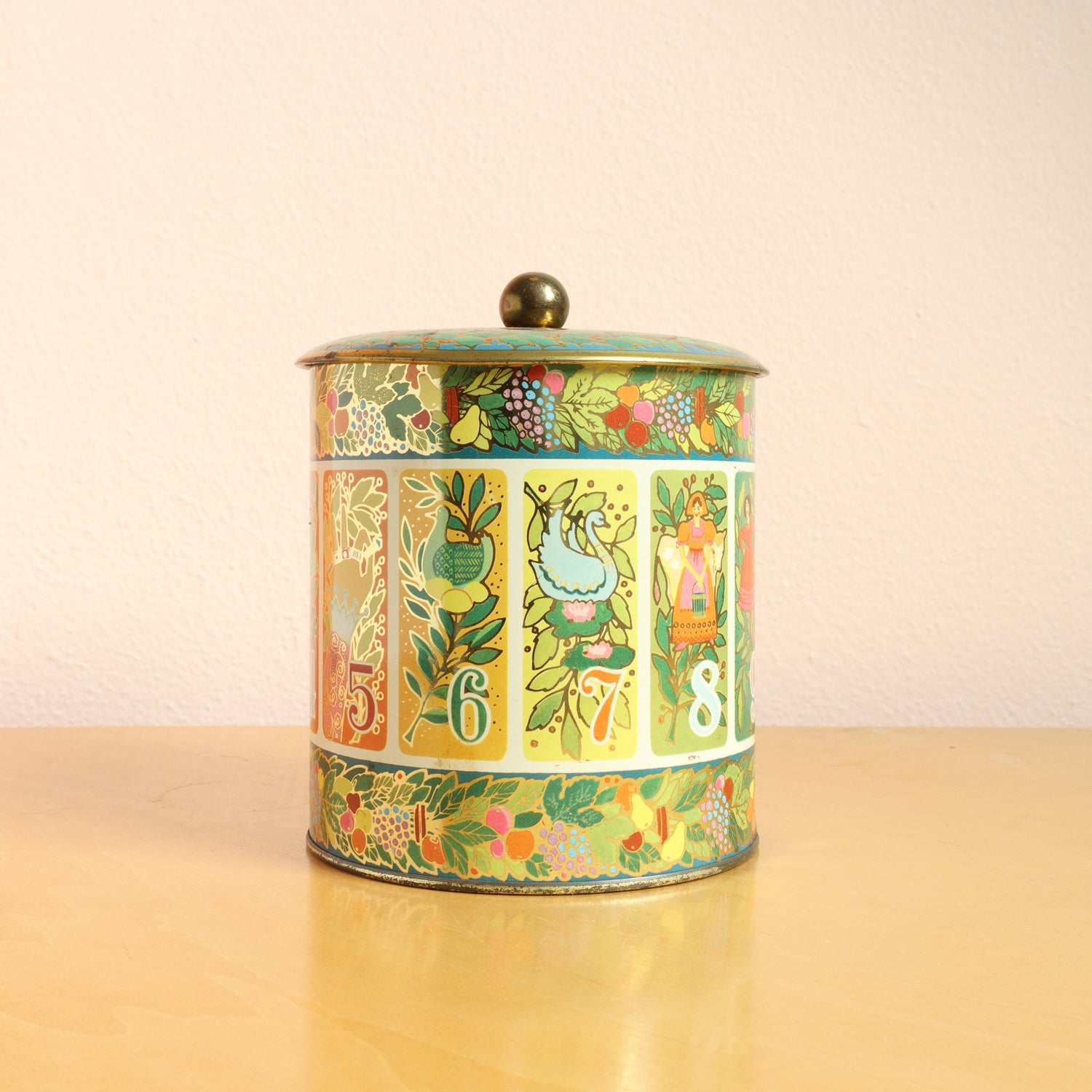 Hallmark 12 Days of Christmas Tin Lithograph Canister with Lid