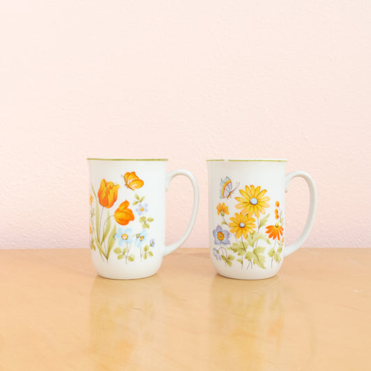 vintage butterfly and flower garden teacup coffee mugs